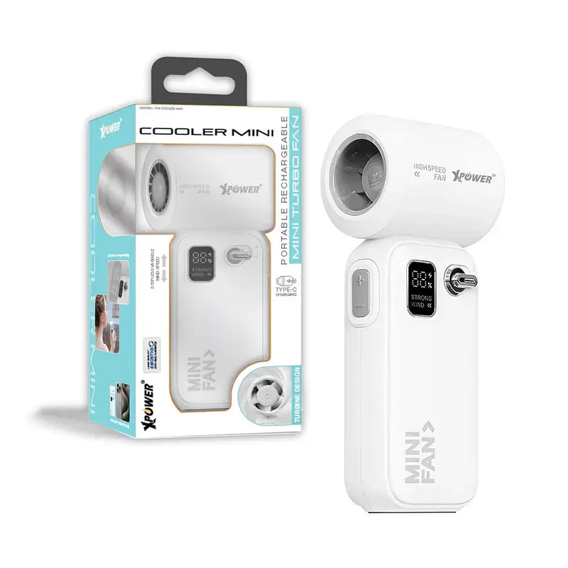 Xpower Cooler Mini Turbo Fan - White Gray - Tashqila Xpower Cooler Mini Turbo Fan - White Gray - Tashqila